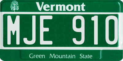 VT license plate MJE910