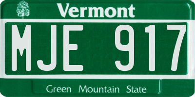 VT license plate MJE917