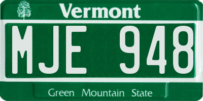 VT license plate MJE948