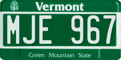 VT license plate MJE967