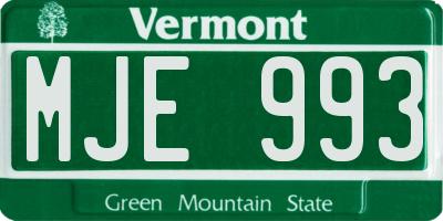 VT license plate MJE993