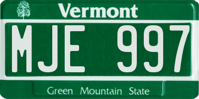 VT license plate MJE997