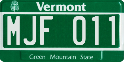 VT license plate MJF011