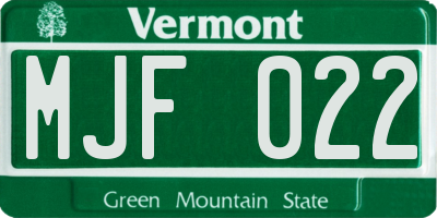 VT license plate MJF022