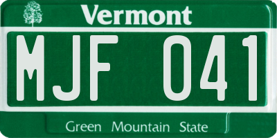 VT license plate MJF041