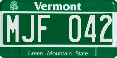 VT license plate MJF042