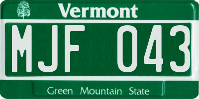 VT license plate MJF043
