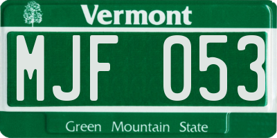 VT license plate MJF053