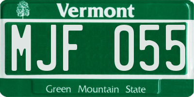VT license plate MJF055