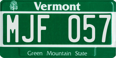 VT license plate MJF057