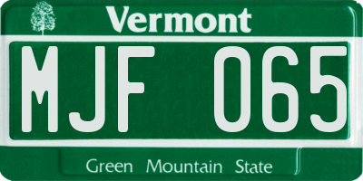 VT license plate MJF065