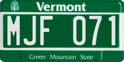 VT license plate MJF071