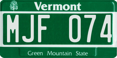 VT license plate MJF074