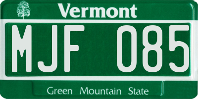 VT license plate MJF085