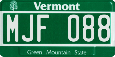 VT license plate MJF088