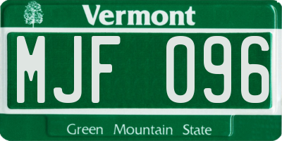 VT license plate MJF096