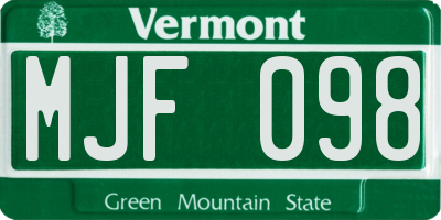 VT license plate MJF098