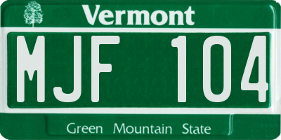 VT license plate MJF104