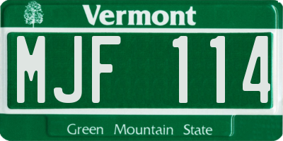 VT license plate MJF114