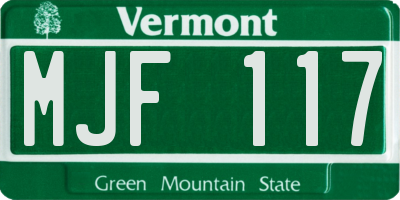 VT license plate MJF117
