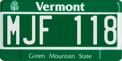 VT license plate MJF118