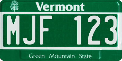 VT license plate MJF123