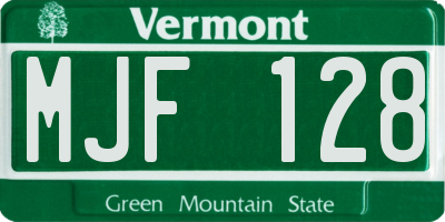 VT license plate MJF128