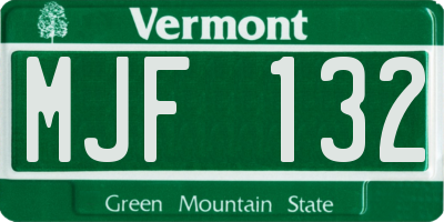 VT license plate MJF132