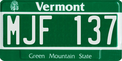 VT license plate MJF137