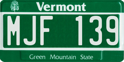VT license plate MJF139