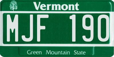 VT license plate MJF190