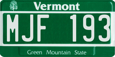 VT license plate MJF193