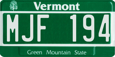 VT license plate MJF194