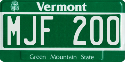 VT license plate MJF200