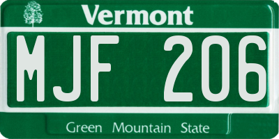 VT license plate MJF206