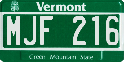 VT license plate MJF216
