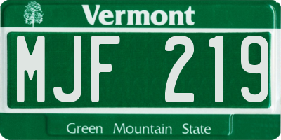 VT license plate MJF219