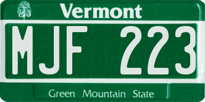 VT license plate MJF223