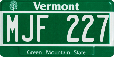 VT license plate MJF227