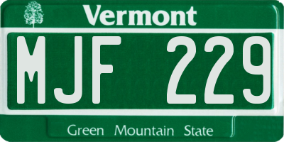 VT license plate MJF229