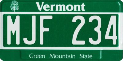 VT license plate MJF234
