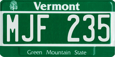 VT license plate MJF235