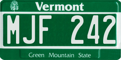 VT license plate MJF242
