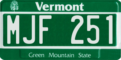 VT license plate MJF251