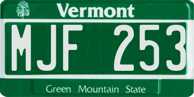 VT license plate MJF253