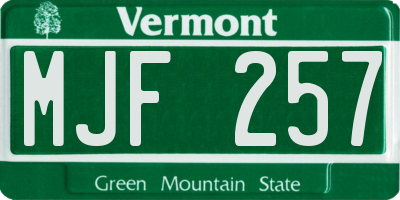 VT license plate MJF257