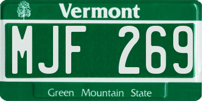 VT license plate MJF269