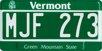 VT license plate MJF273