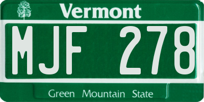 VT license plate MJF278