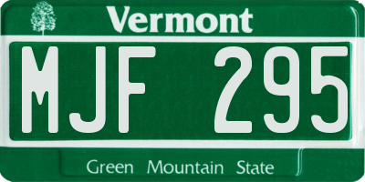 VT license plate MJF295